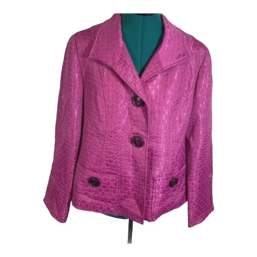 600 West Magenta Textured Blazer Jacket Career Office Business Chic‎ Size 8 EUC - Picture 11 of 12